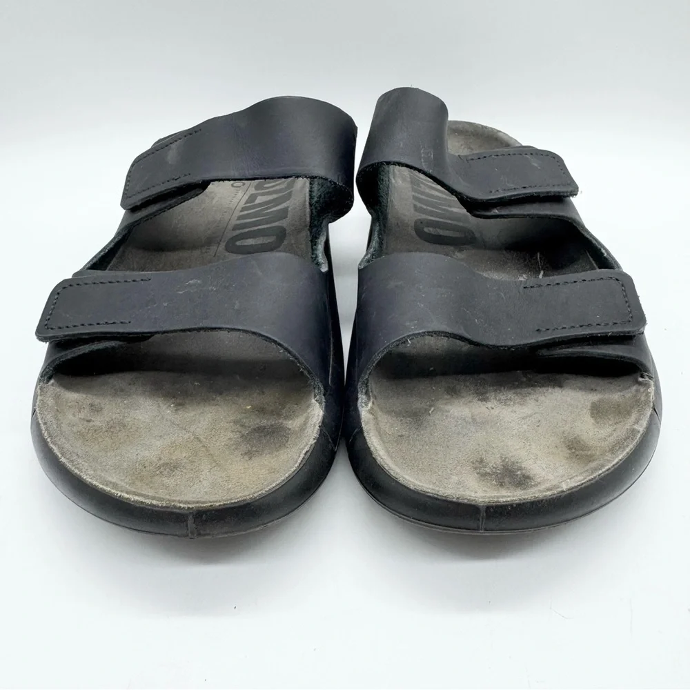 Ecco Cozmo Double Strap Hook & Loop Comfort Slide Sandals Black‎ Men's Size 41